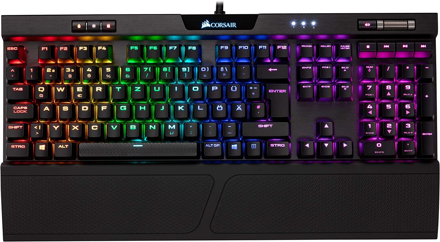 Corsair K70 RGB MK.2 Mechanische Gaming Tastatur (Cherry MX Speed: Schnell und Hochpräzise, Dynamischer RGB LED Hintergrundbeleuchtung, QWERTZ DE Layout) schwarz