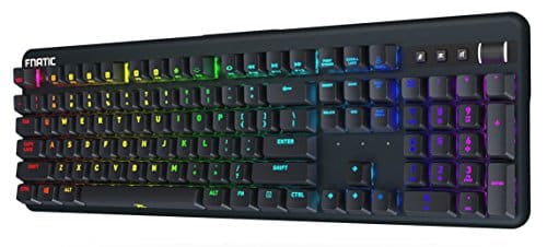Fnatic Streak Pro Gaming mechanische E-Sports Tastatur (Cherry MX Blue-Tasten, Multi-Color RGB Beleuchtung, Ergonomische Handgelenkstütze, Programmierbar) DE-Layout